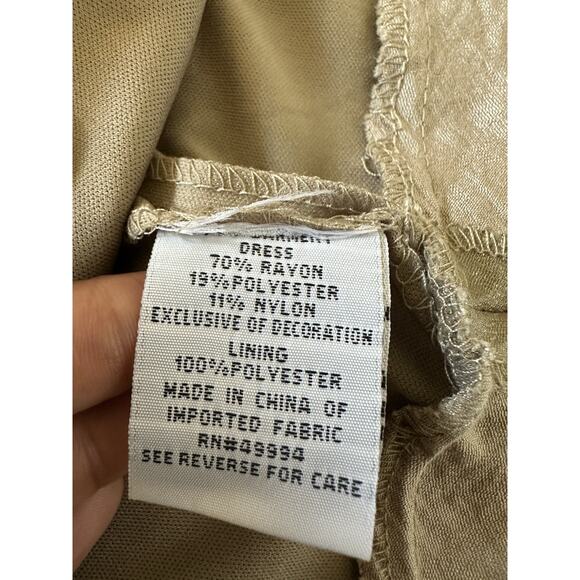 R&M Richards Womens Sleeveless Long Cascade Evening Dress Gold Sz 8 - Picture 6 of 9